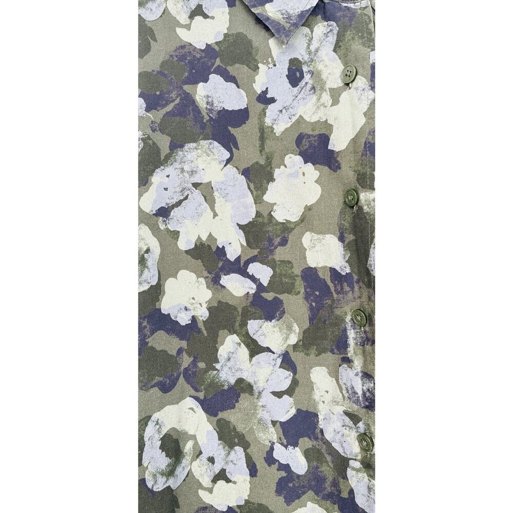 Orvis 100% Silk Floral Button Front Blouse Women’s XL Olive Green Watercolor - Picture 3 of 6